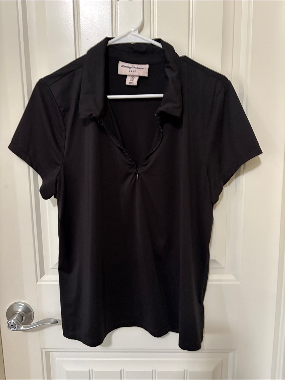 Tommy Bahama Golf Black Short-Sleeve Polo with Quarter Zip